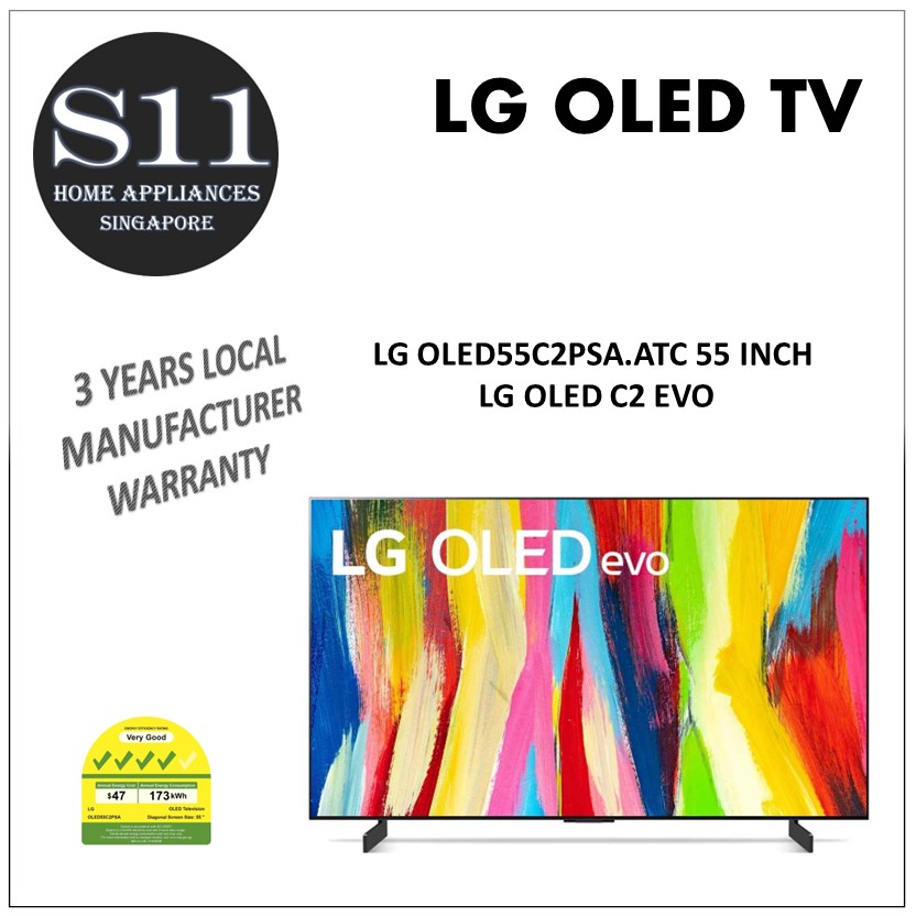 LG OLED55C2PSA.ATC 55 INCH LG 4K SELF-LIT OLED C2 EVO TV  ( NEW MODEL 2022 ) + 3 Years Local Manufacturer Warranty