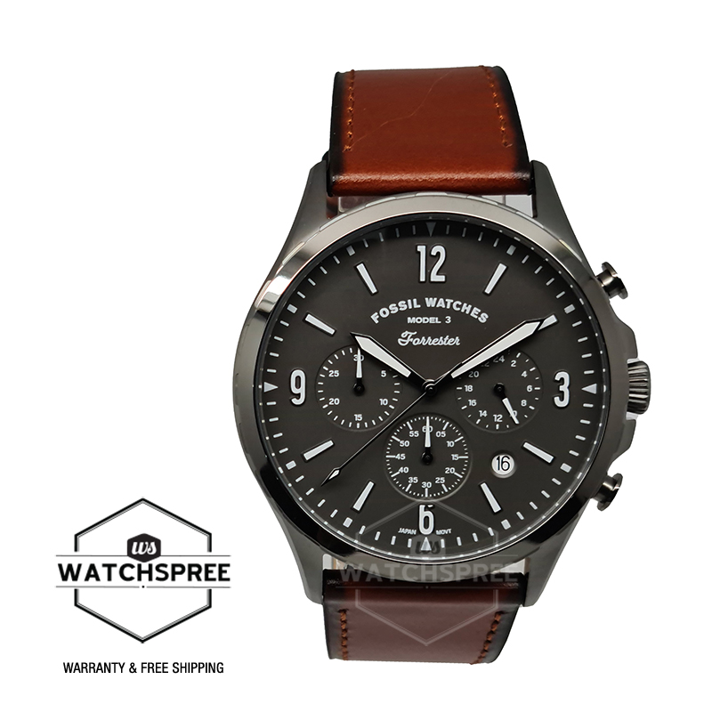 [Watchspree] Fossil Men's Forrester Chronograph Amber Leather Watch FS5815