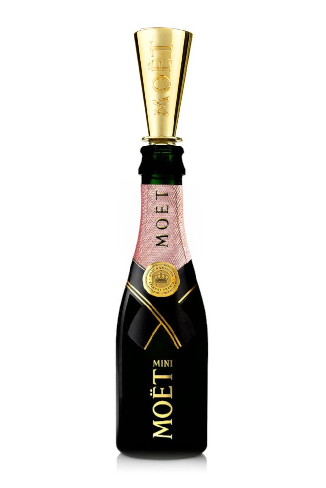 Moet & Chandon Rose Imperial (187ml Mini/Split Bottle) Case of 24 with Gold Sippers