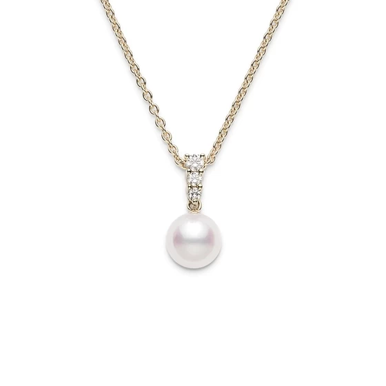 Morning Dew Akoya Cultured Pearl Pendant in 18K Yellow Gold