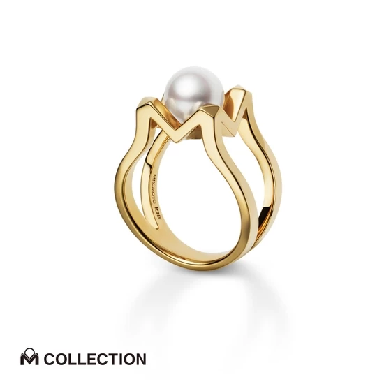 M Collection Akoya Cultured Pearl Ring - 18K Yellow Gold （Ring Size 5）