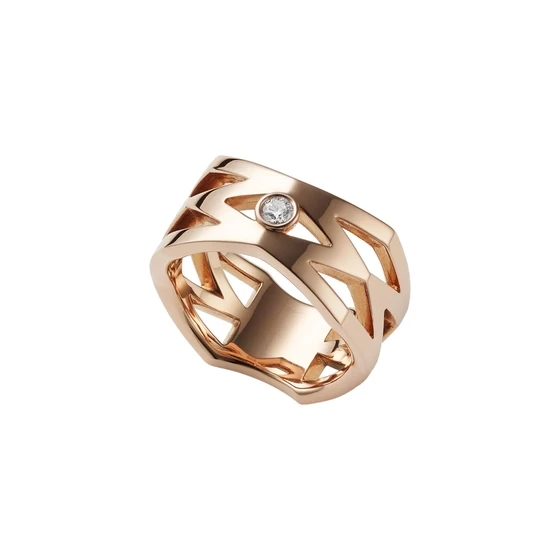 M Signature Diamond Ring in 18K Pink Gold （Ring Size 6.5）