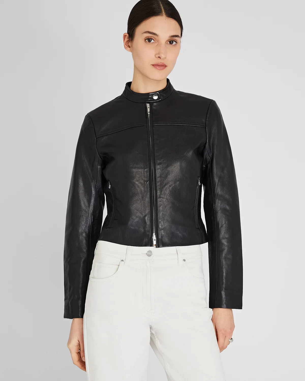 Leather Racer Jacket（Size:L Black）