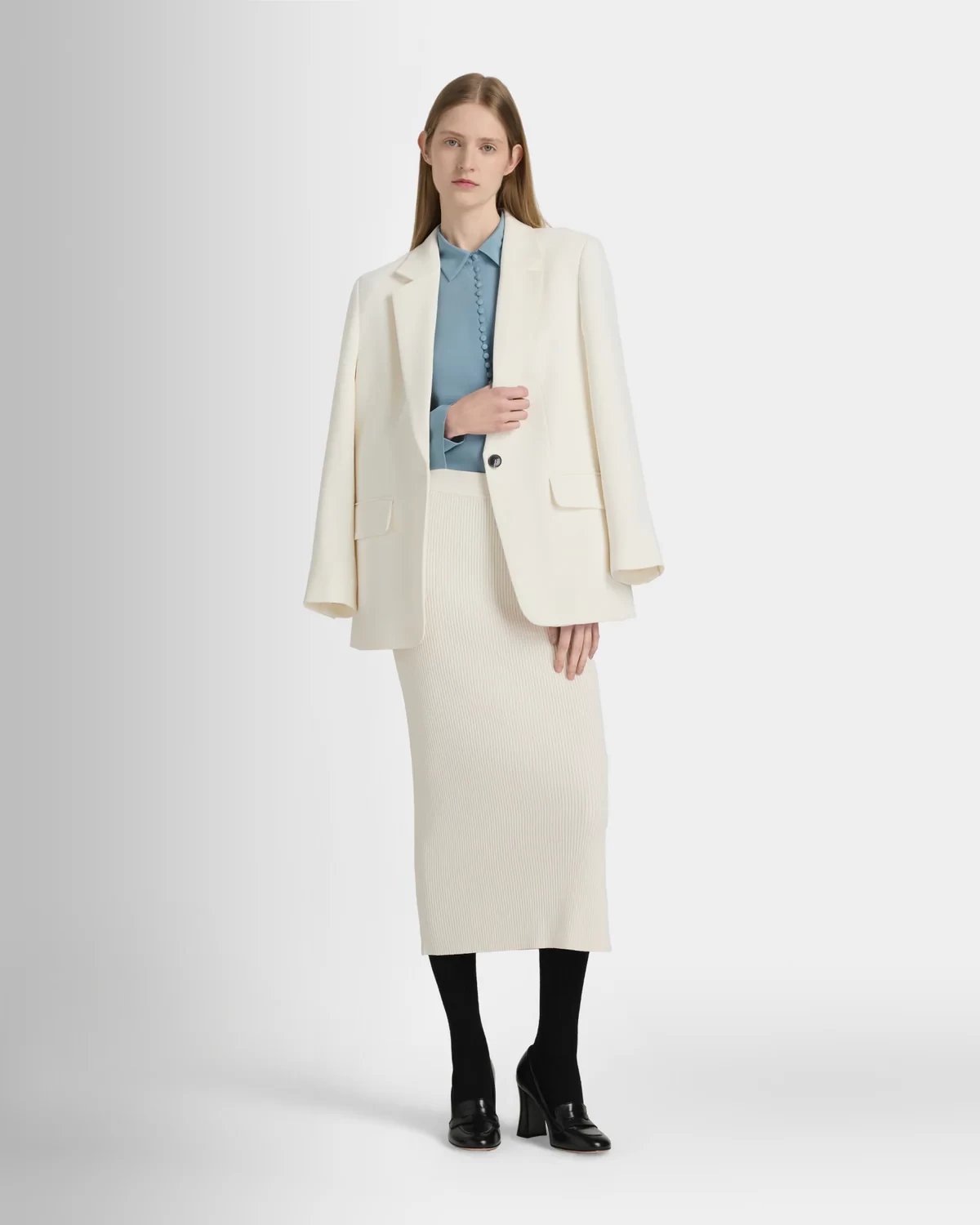 Relaxed Crepe Blazer (Size:L Off White)