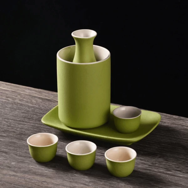 Japanese Style Ceramic Sake Sets（Color: Green Sake Set）
