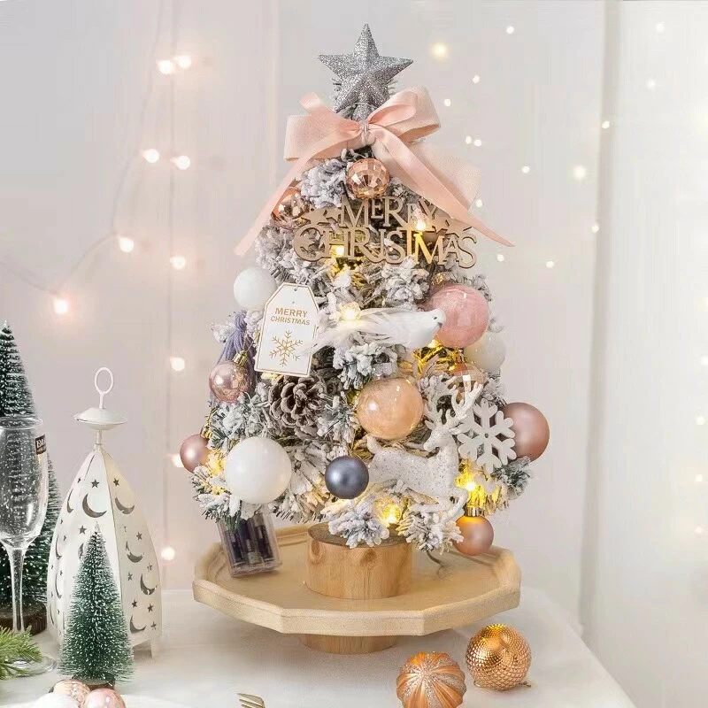 Christmas Tree Tabletop 45cm Stylish Scandinavian LED Light Mini Tree Small Christmas Decoration LED Glitter Battery Operated Ornament Full of Atmosphere Christmas Present Warm Decor Room Shop Entranc