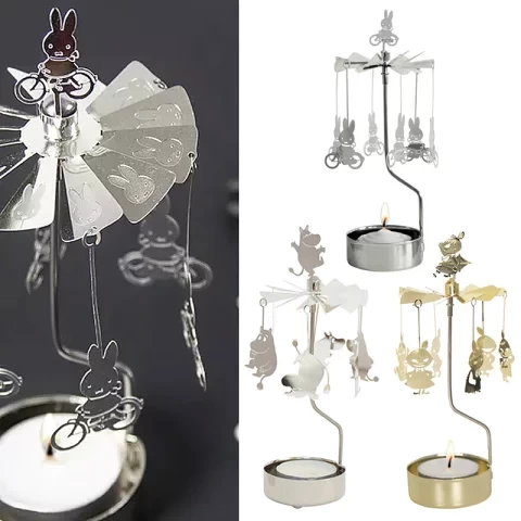 Rotary Candle Bike Gold Silver Sparkling Candle Holder Popular Christmas