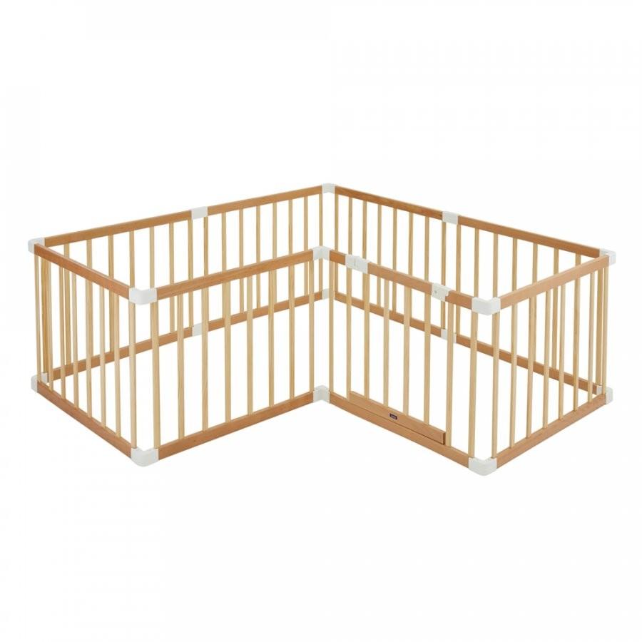 [Furusato tax] 52-25_ wooden playpen with door (natural) |