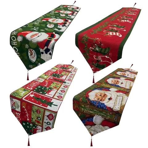 Christmas Decoration 33*180cm Santa Claus Table Decoration Tablecloth Center Christmas Goods Interior Party Goods Table