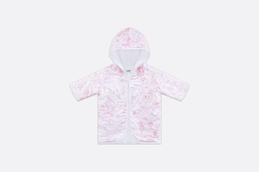 Wear a hooded bathrobe.  The blended fabric of rouge pink cotton house and white towel cloth is printed with Toile de Jouy.  Numbering: 9HBG51BTH1_Y353