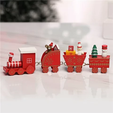 Christmas Decoration Christmas Present 3 Piece Set Train Santa Train Christmas Goods 3 Colors Present Table Decoration Ornament Wooden Interior Decoration Toy Party Popular Figurine Accessory Christma