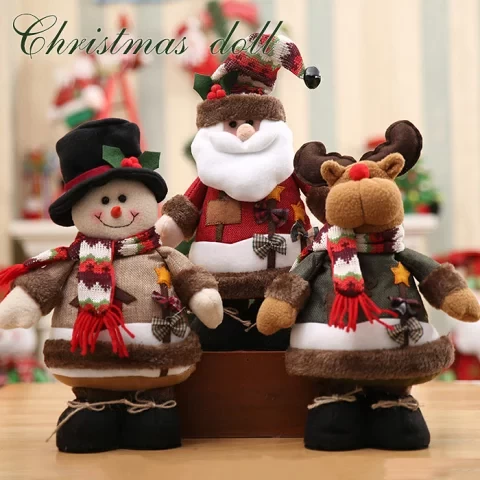 Christmas decorations, ornaments, stuffed animals, Santa Claus, snowman, snowman, reindeer, dolls, Scandinavian Christmas ornaments, Christmas