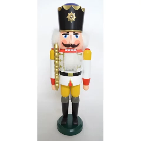DREGENO SEIFFENER VOLKSKUNST EG Nutcracker King White 39cm German Woodcraft Christmas