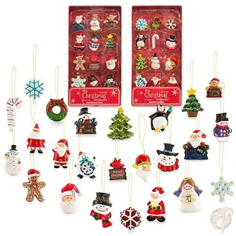 Christmas Ornament Santa Claus Snowman Kurt Adler Petit Treasure Mini Ornament Set 12 Pieces x 2 Pack