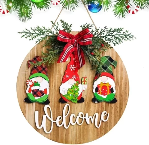 Christmas Wreath 30cm Christmas Decoration Door Entrance Wreath Plate Door Decoration Santa Christmas Wreath Wall Hanging Coffee Shop Store Entrance Decoration Christmas Goods Hanging Ornaments Wall D